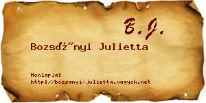 Bozsányi Julietta névjegykártya
